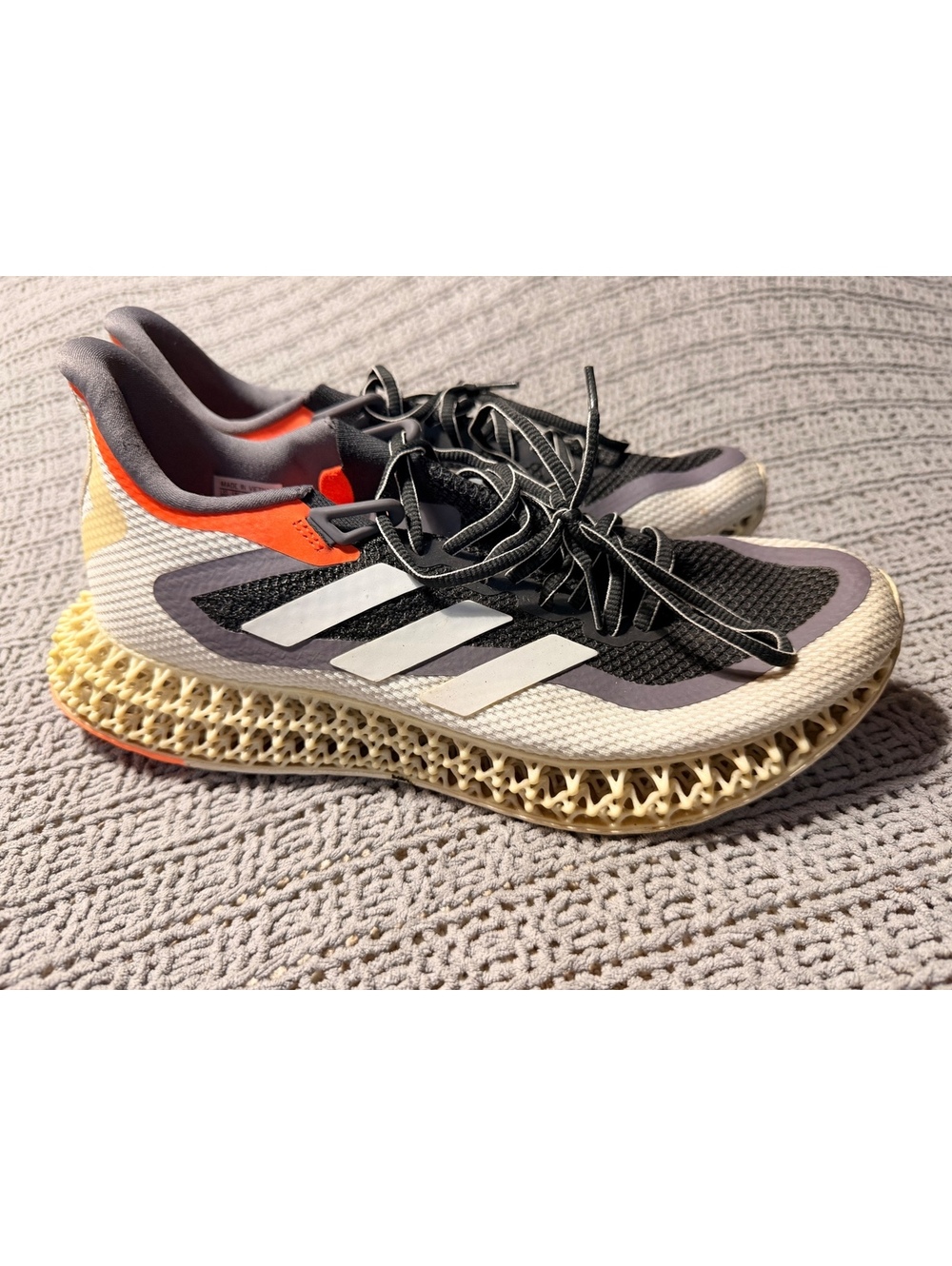 Adidas 4D Running Shoes – Gray/Black/Orange 3D Printed Sole